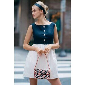 NWT Size L - Anthropologie Cotton Boat-Neck Babydoll Mini Dress (NWT USD 168)